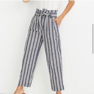 Madewell Paperbag Pants in Deep Indigo Stripe